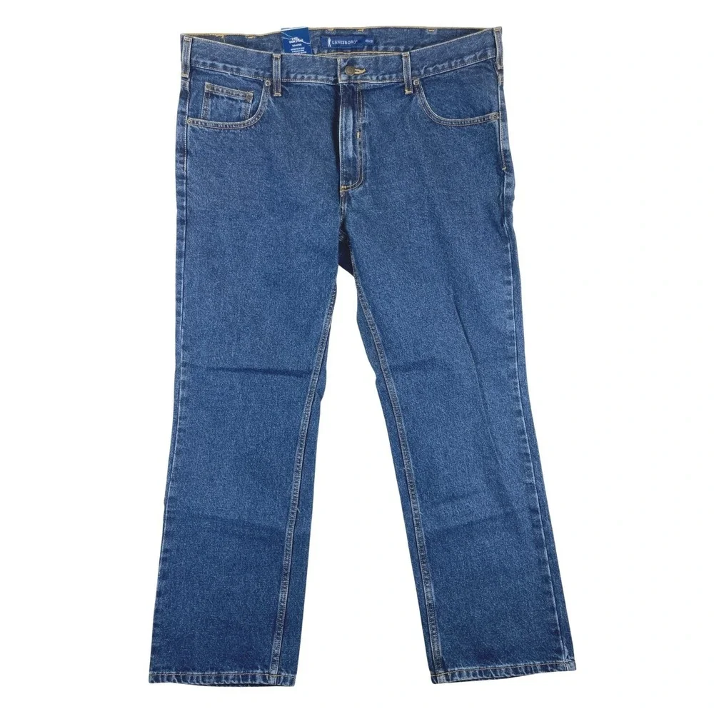 Lanesboro Relaxed Straight Jeans Mens 40x30 Medium Blue Denim Work Casual NWT